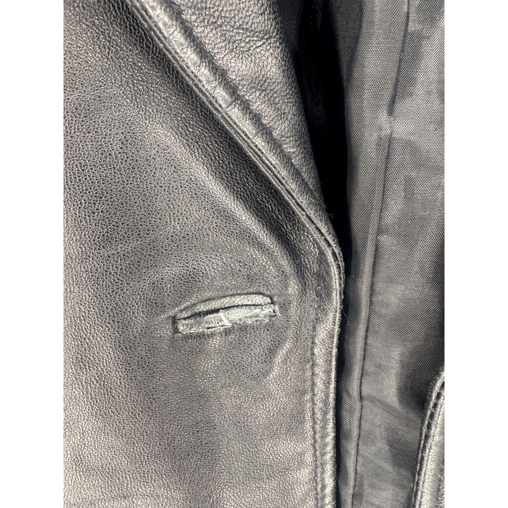JLC New York Women's Black 100% Leather Blazer Jacket Size XL One Button Lined - Picture 2 of 8
